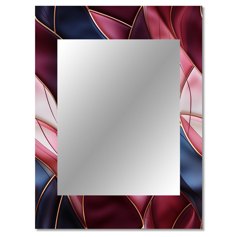 Radiant Glamour Deep Burgundy Marlbe - marble  Decorative Mirror, Abstract Wall Mirror, Printed Metal Art, 40" x 30"