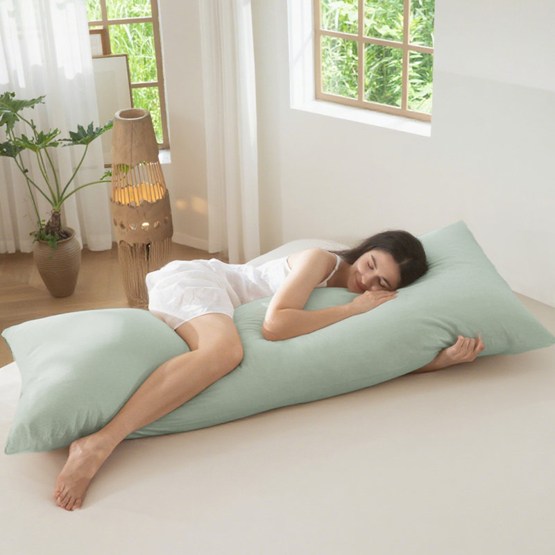 Housse de coussin Moomee 100% coton délavé doux et respirant, Vert sauge