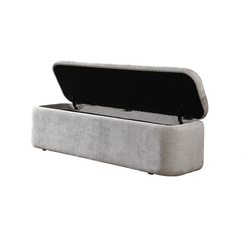 Orane Gray Linen Bench w/Storage