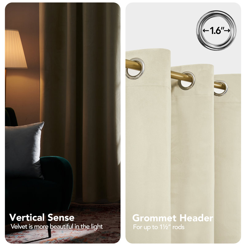 Zmari Blackout Curtain Pair, Light Beige, 52" W x 63" L