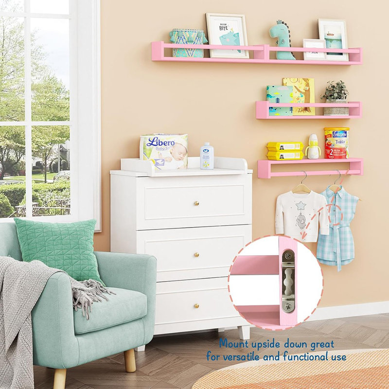Tablettes flottantes pour livres pour chambre de bébé, chambre d'enfant et chambre à coucher, H 3,5 po x l 23,6 po x P 4 po
