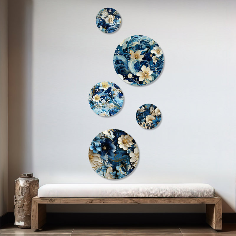 Erith - Ensemble d'art mural rond floral glamour de 5