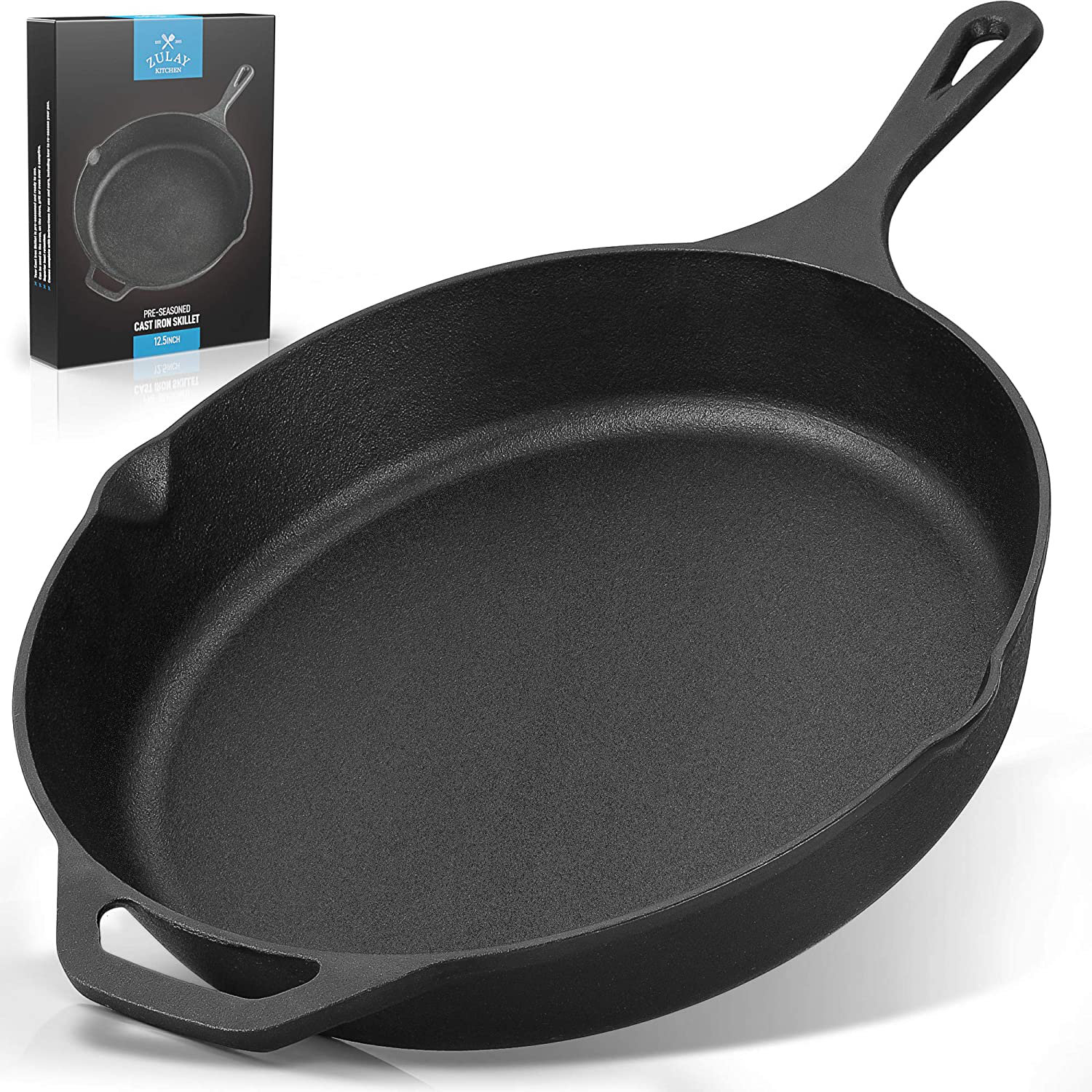 Cast Iron Skillet - 12 Inch Versatile and Durable Cast Iron Pan - Multi Use  Premium Quality Kitchen Pans - Pre-Seasoned Round Big Frying Pan for Oven