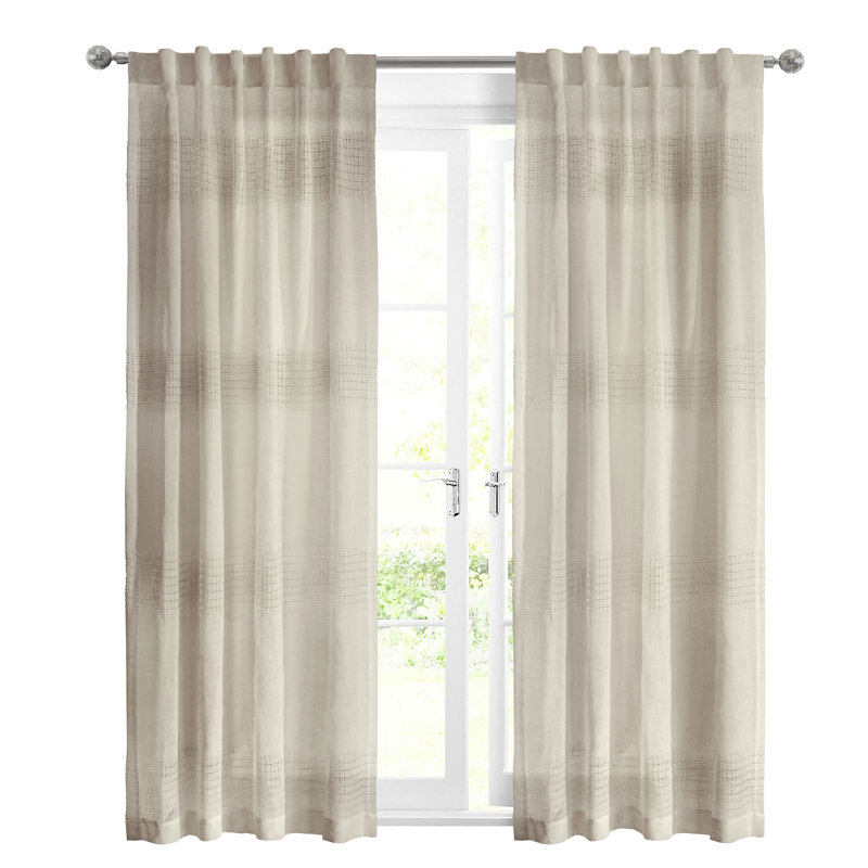 Panneau de rideau semi-diaphane uni Michayla, Lin, L 52 po x L 95 po