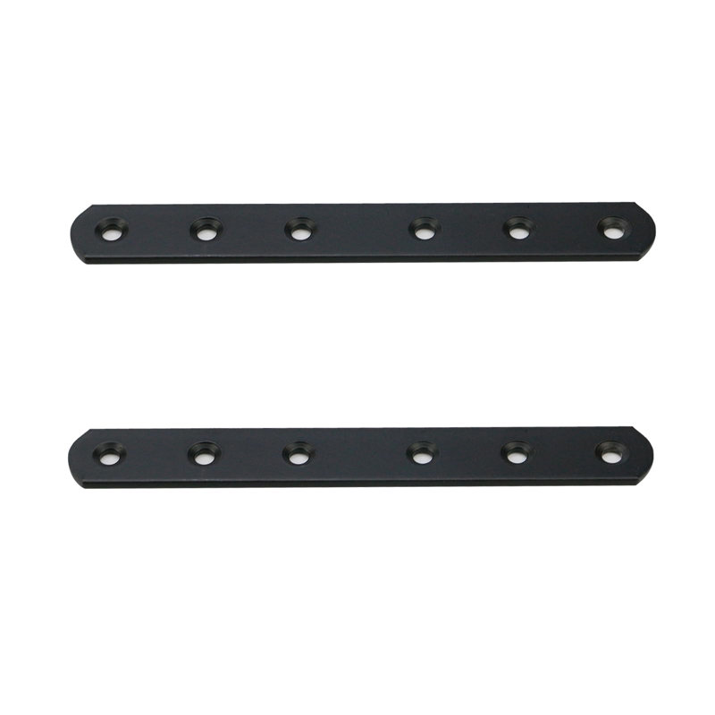 10-Pack Straight Bracket Angle Brackets With Screws, Black, 0.1" H x 6.2" W x 0.79" D