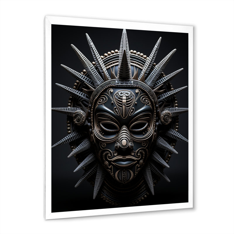 «Jeilin African Mask Tribu I», reproduction d'art sur toile, H 32 po x l 16 po x P 1 po, Cadre photo blanc