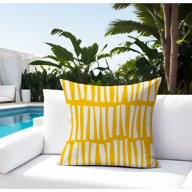 Coussin décoratif réversible Clayton, H 15 po x l 15 po, Jaune / blanc cassé