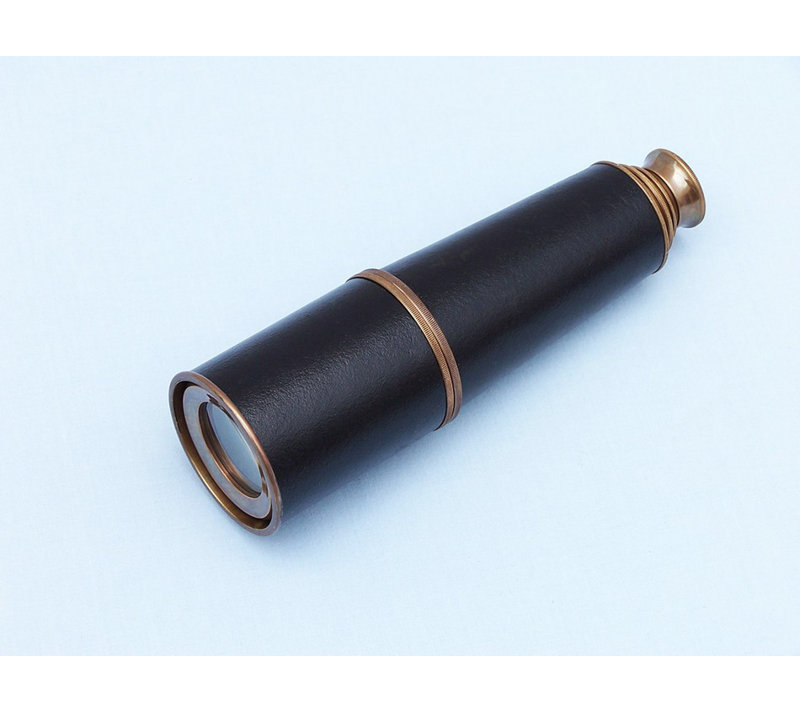 Spyglass en cuir deluxe class Admiral's, Cuivre antique avec boîtier en bois de rose