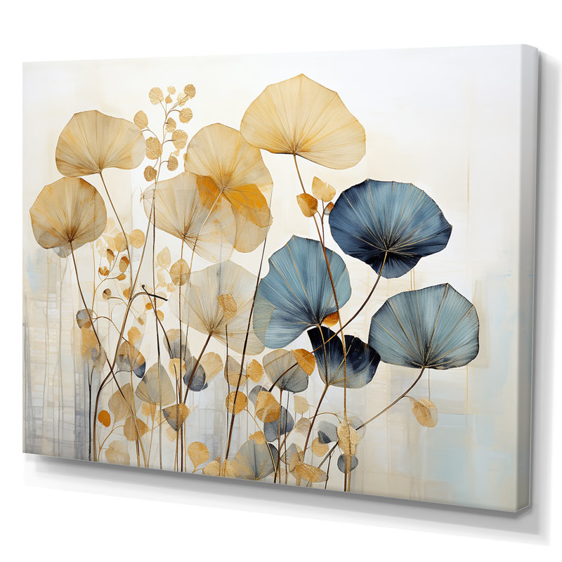 «Beige and Blue Flower Garden Delight I», reproduction sur toile, Toile tendue, H 12 po x l 20 po x P 1 po