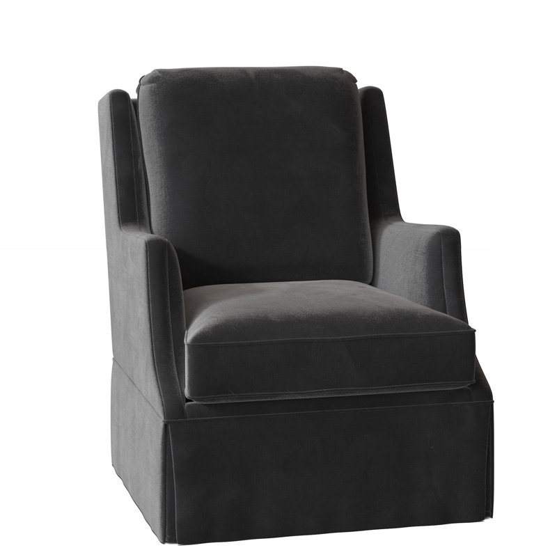 Savannah 31.5" W Swivel Wingback Chair, 9953 Midnight Polyester