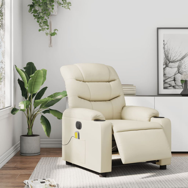 Fauteuil de massage en faux cuir, Similicuir crème, Manual