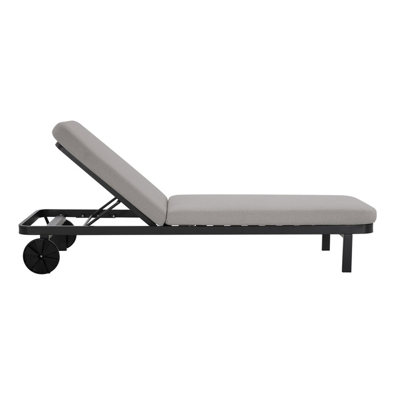 Callio Patio Metal Reclining Chaise Lounge with Wheels, Light Gray
