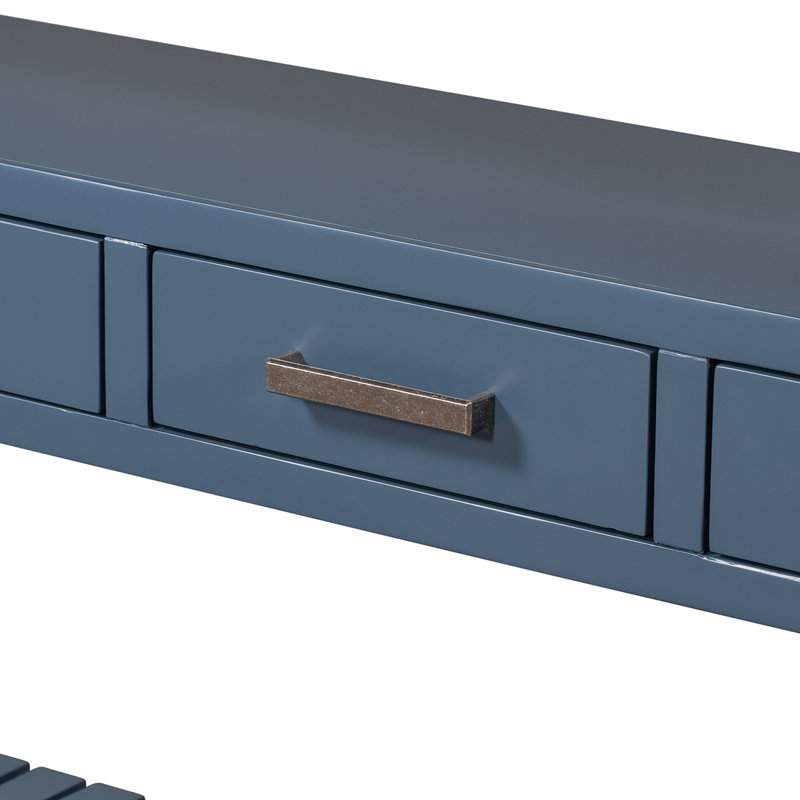 62.2'' Modern Console Table Sofa Table Hallway Table With 4 Drawers and 2 Shelves Wood Console Table, Blue