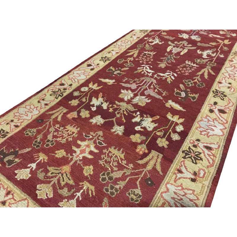 Hand-Knotted High-Quality Red Runner