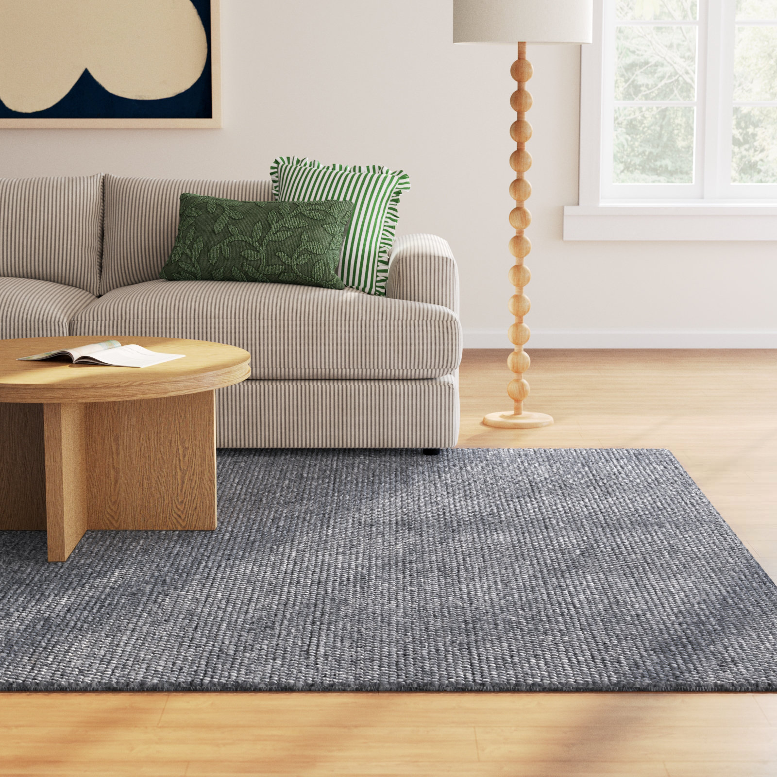 Elle Dark Gray Hand-Woven Rug, Rectangle 6' x 9'