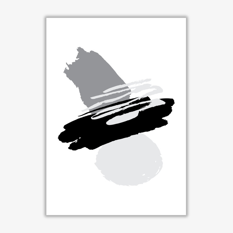 Black And Grey Abstract Paint Shapes - Print, No Frame, 85 cm H x 60 cm W x 1 cm D