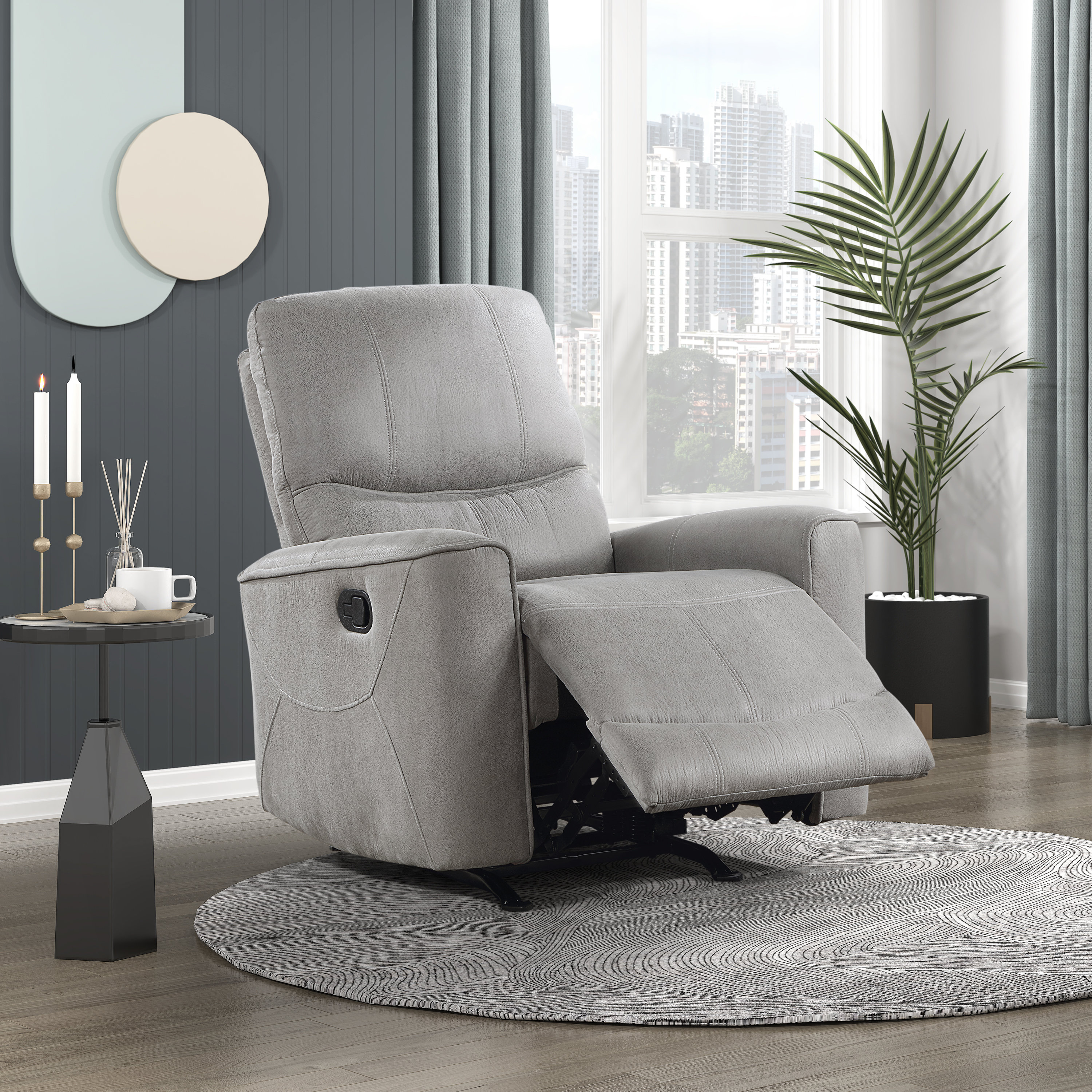 Hokku Designs Modern Transitional Style Rocker Reclining Chair 1Pc Gray ...