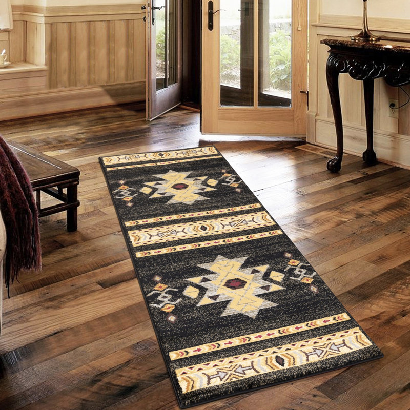 2 pi 7 po Tapis noir X 3, Tribes Gcyls4004, polypropylène, teinté, pour tapis très résistant, 2,7 7,3 pi, Busy Homes