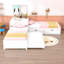 Lit plateforme simple en L en bois avec table intégrée, lit gigogne et tiroirs de rangement-971695985
