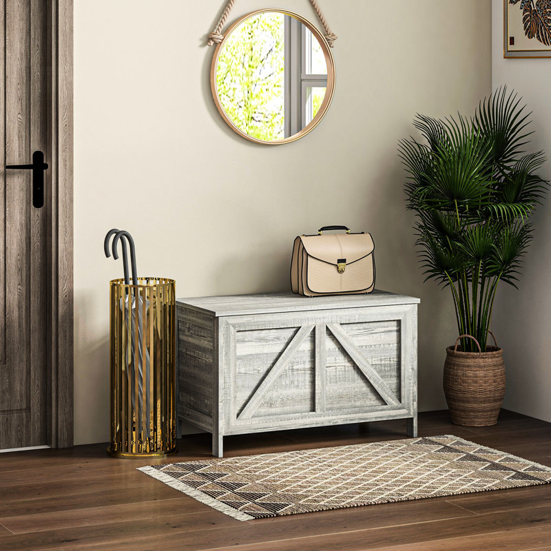 Coffre de rangement de 30 po à capacité généreuse de grain de bois gris pour chambre à coucher et plus encore