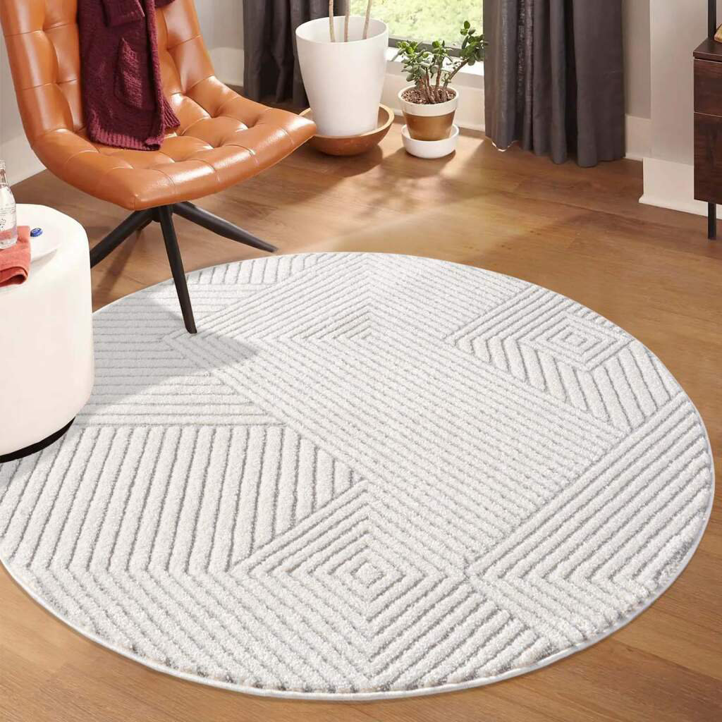 Teppich Lounge 0632 Kurzflor Grau Modern Geometrisch 3D-Effekt für Wohnzimmer Schlafzimmer Dollie