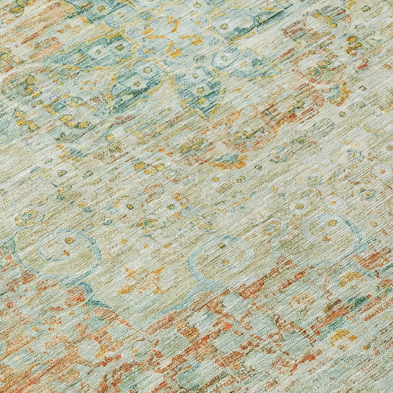 Sage Rectangular Medallion Synthetic Washable Rug 3' x 5'