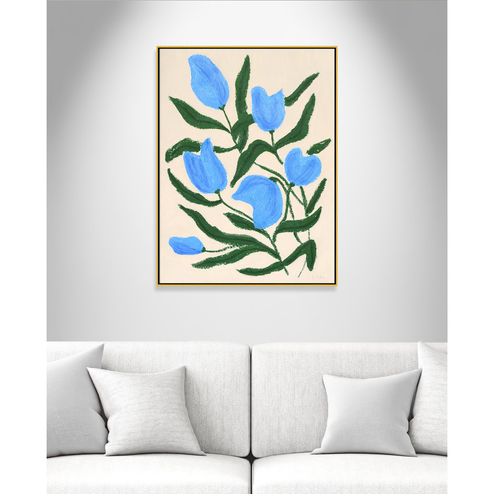 Colette "Blue Tulips" Print by Camilla Bergqvist, 49.5" H x 37.5" W, Gold