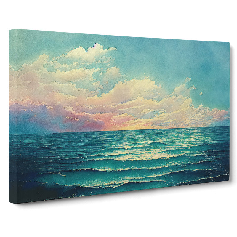 Ocean Watercolour Vol.4 - Wrapped Canvas Print, 35cm H x 50cm W x 3cm D