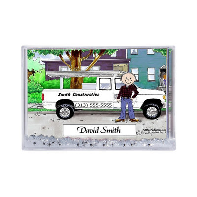 Personalized Pick Up Truck, White - Male Snow Globe Frame Gift  6" x 4"