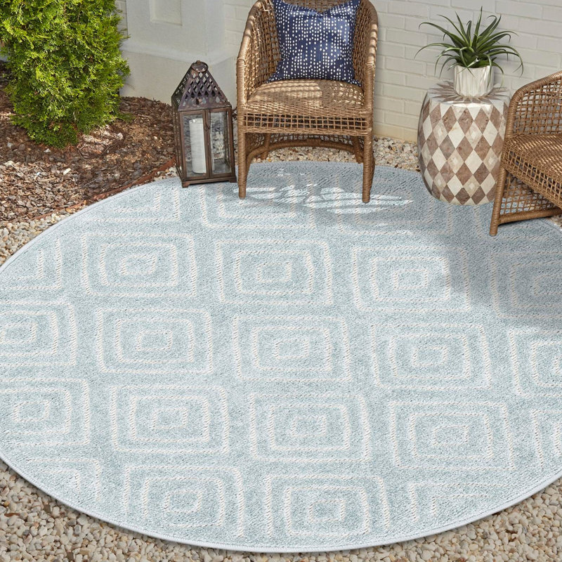 Tapis intérieur / extérieur Sabrina Soto Logan - bleu clair, Rond 7 pi 10 po