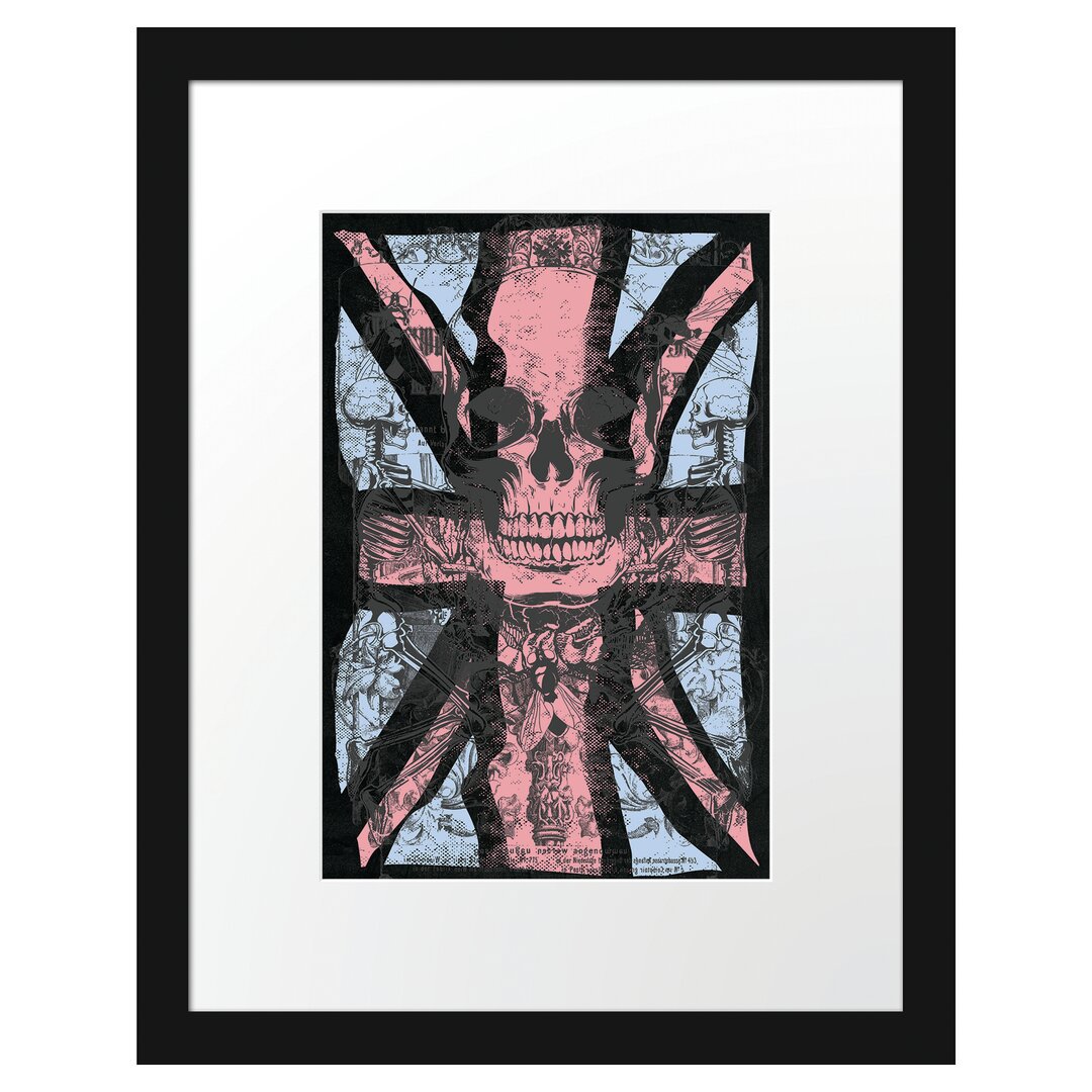 Gerahmtes Poster Uk Skull Black