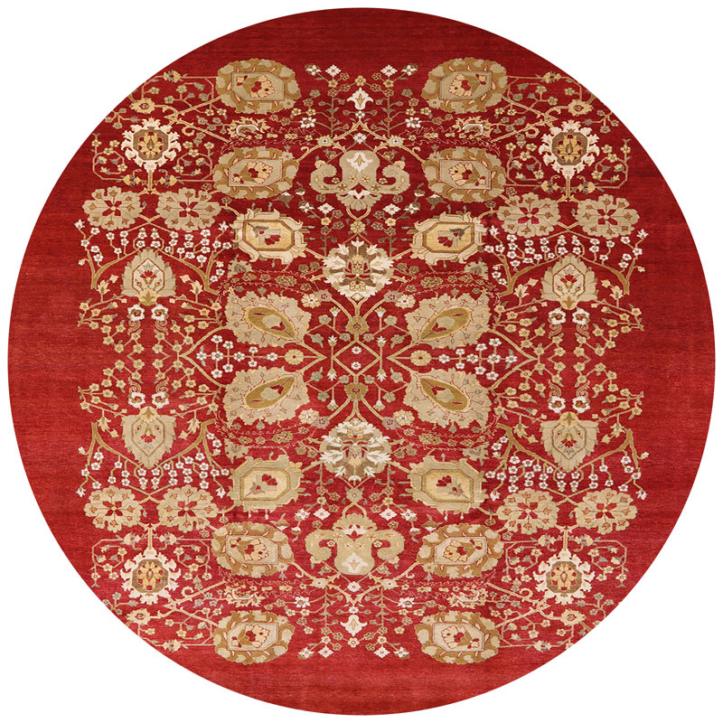 Tapis oriental rouge / beige Peasley, Rond 7 pi