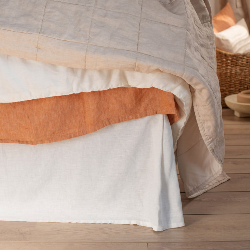 100% French Linen Bedskirt, Full, Cream