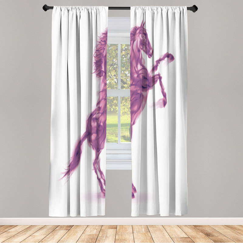 Microfiber Floral Semi-Sheer Rod Pocket Curtain Panels, 28" W x 63" L, Pink/Black/White