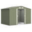 Remise de rangement extérieure de 9 pi x 6 pi Outsunny, remise en métal pour outils de jardin avec trousse de fondation, double porte verrouillable, bouches d'aération et toit incliné, pour cour, patio, pelouse, vert-98192077-98192082