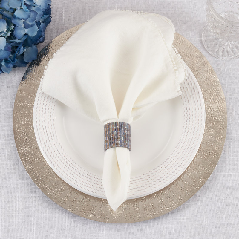 Rond de serviette nubby tissé, Bleu / gris
