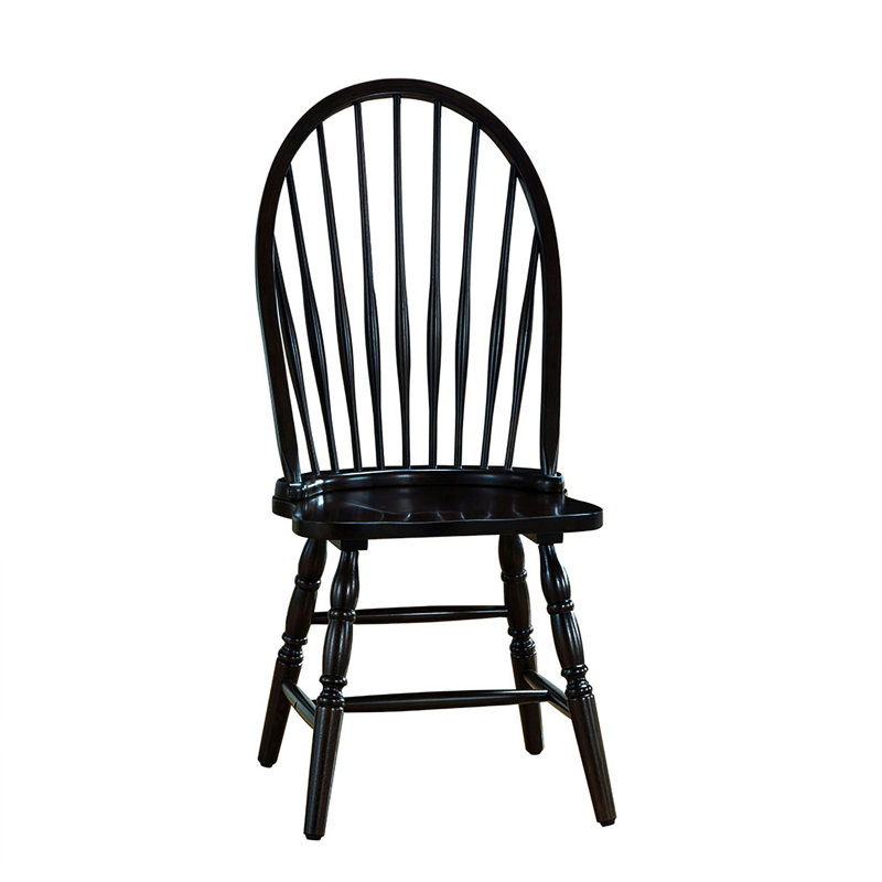 Fairview Pedestal Dining Table With Windsor Dining Chairs, Antique Black, 30" H x 42" L x 42" W, 5 Pieces: Table, 4 Chairs