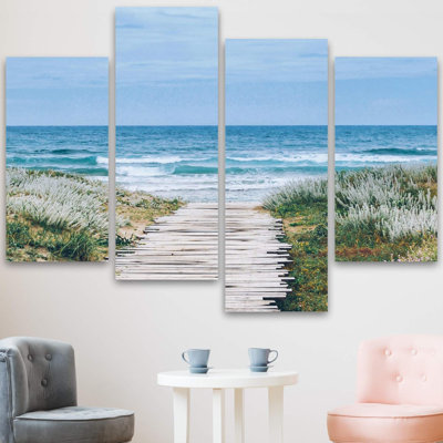 Coastal Beach " Path To The Beach Coastal Landscape " 4 - Pieces