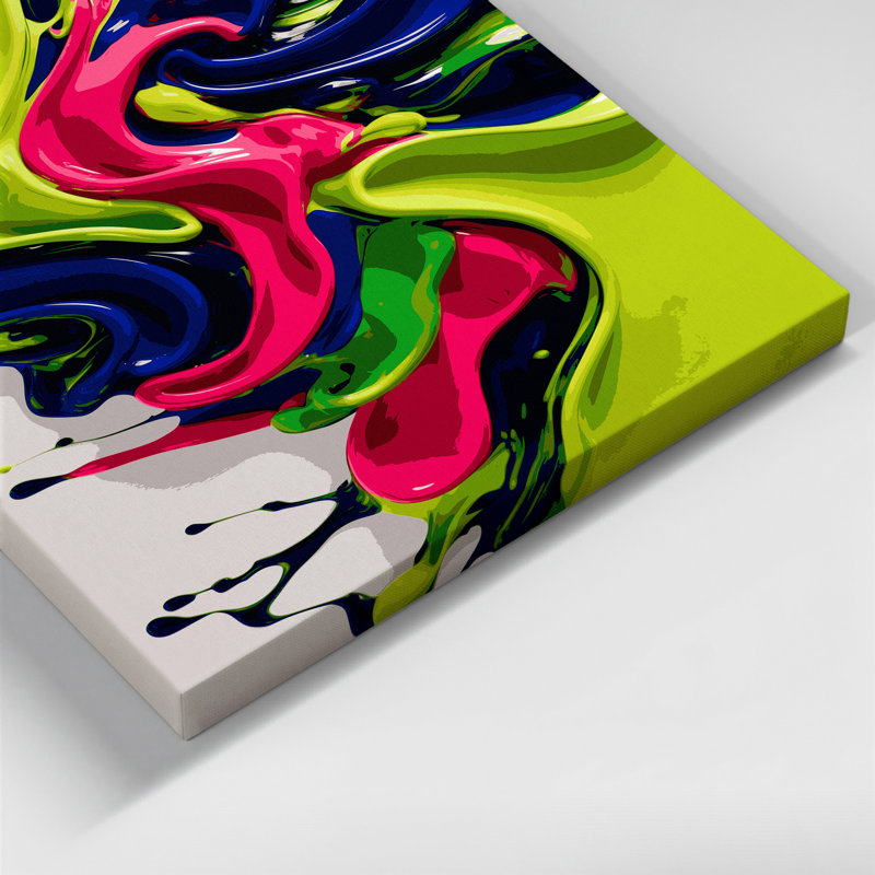 Abstrait art fluide sur toile verte 50, H 20 po x l 16 po