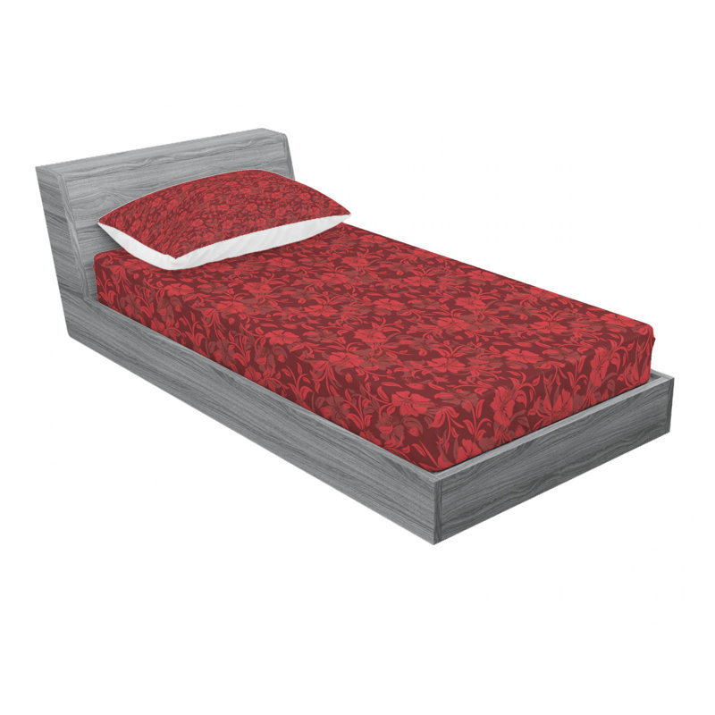 Ensemble de draps florales romantiques à tourbillons, Ensemble de draps pour lit simple avec drap-housse