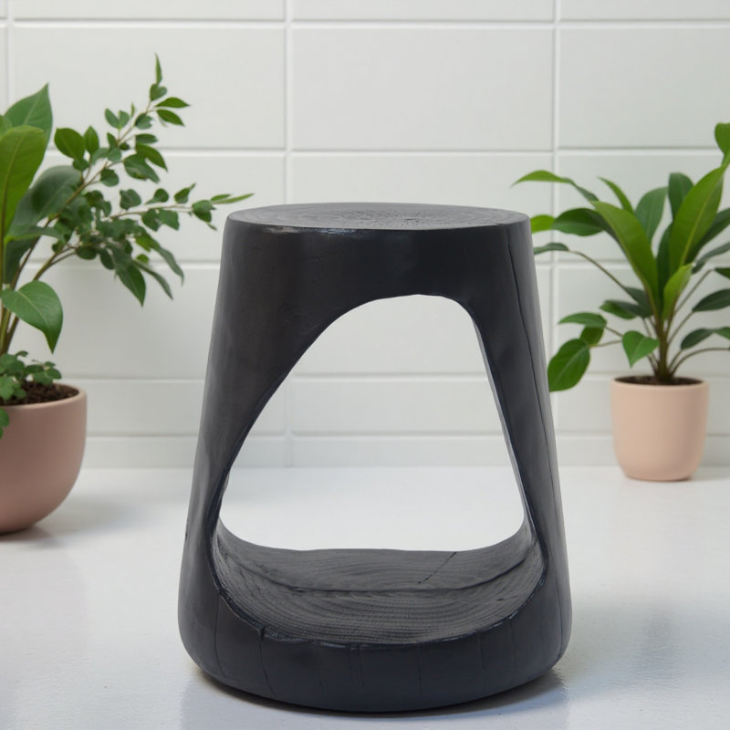 Table d'appoint creuse, texture semblable au bois, Noir