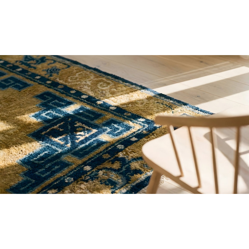 Antique Ningxia Small Scatter Size Wool Gold Rug