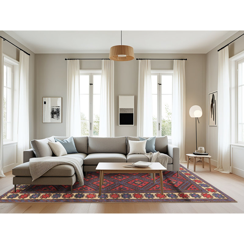 Tapis brun / bleu Southwestern, Rectangle 8 pi x 12 pi