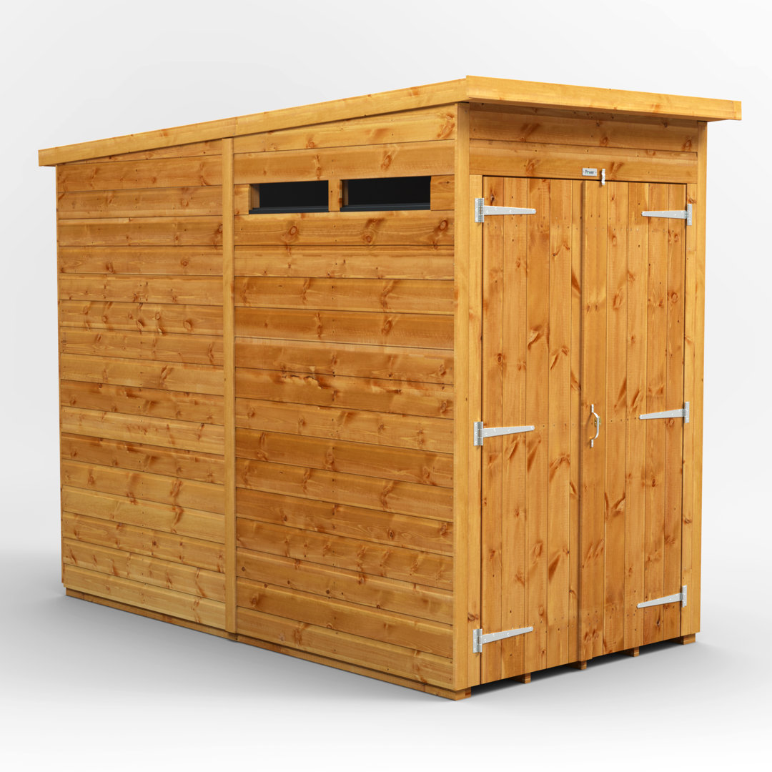 Powersheds 4 x 8ft Timber Tongue & Groove Pent Garden Shed Security Shed Double Door