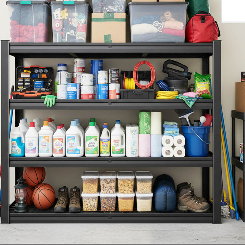 Heavy Duty 4-Tier Steel Shelves - Adjustable Storage Rack For Garage, Warehouse, Pantry,69" H x 70" W x 24" D
