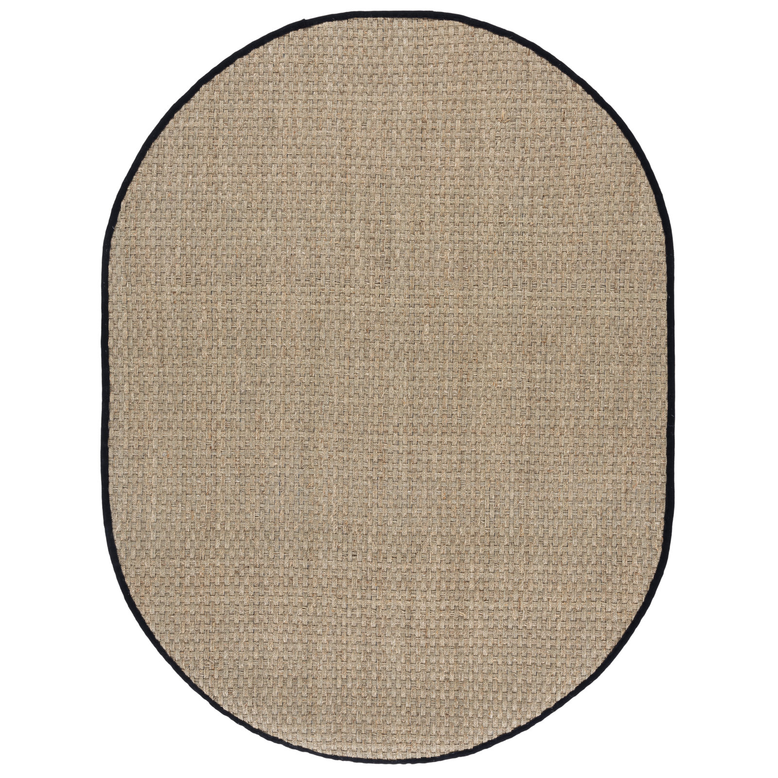Natural Black Seagrass Rug, Oval 6' x 8'