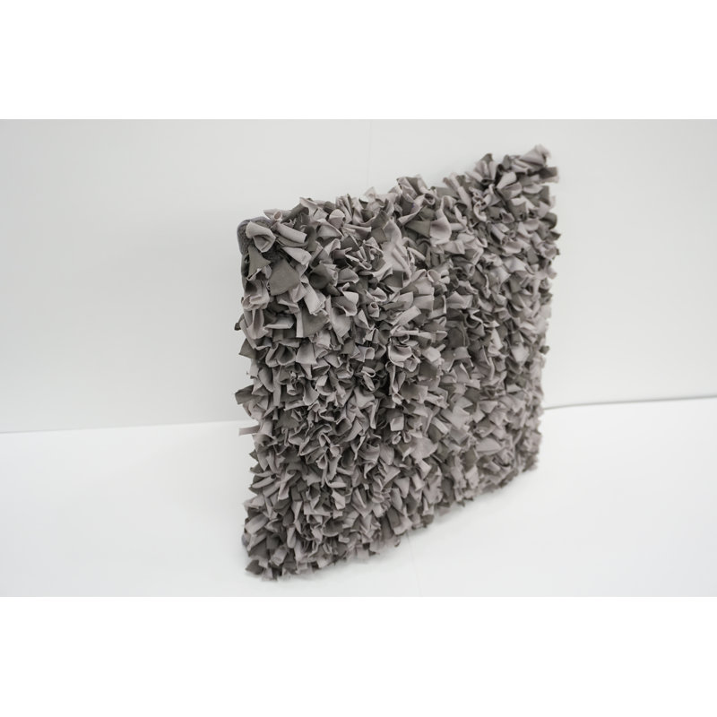 Cotton Blend Reversible Throw Pillow, Gray