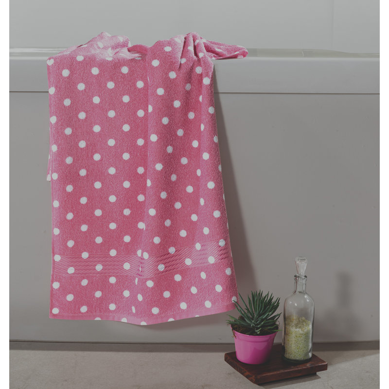 Ronreco 100% Cotton Midweight Hand Towel, Pink/White