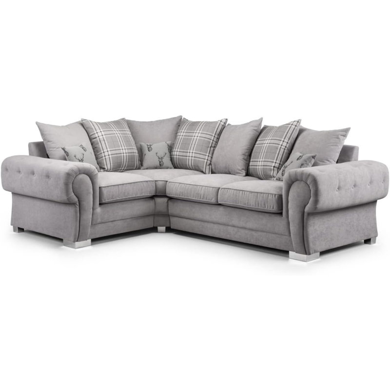 4 Seater Fabric Sofa & Chaise, Left Hand Facing, Grey