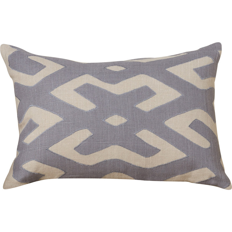Coussin lombaire en lin Alona, Gris anthracite / gris clair, Duvet / Plumes [LÉGAL : NE PAS UTILISER]